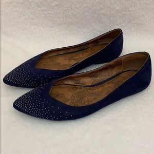 Lucky Brand Navy Suede embellished flats US 9